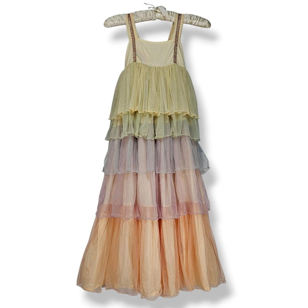 Wildling Duchess Gown Rainbow Whisper Pastel Tulle Tiered Dress Girls Size 7